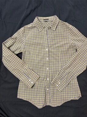 Theory Women’s Green & Blue Check Button-Down Shirt